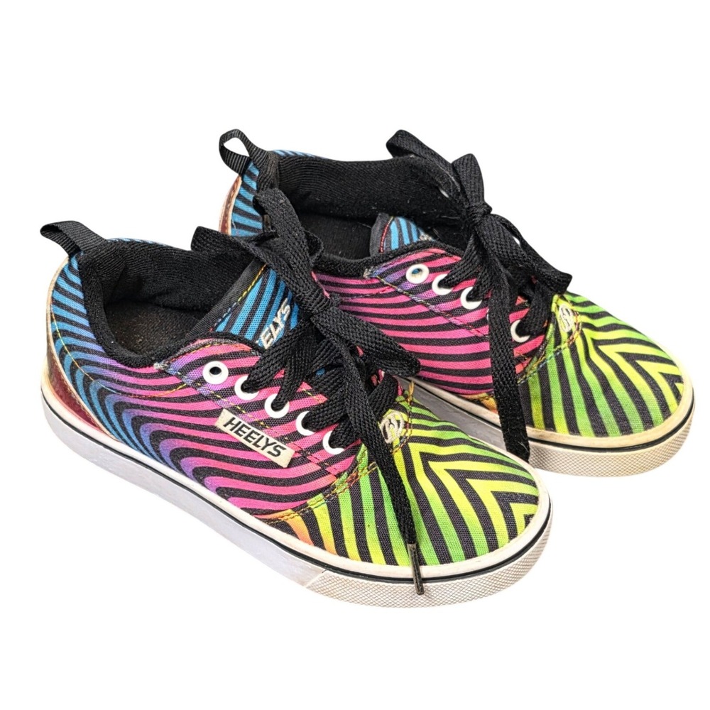 Heelys Pro 20 Prints Skate Shoes Boy's Size 1 Youth Rainbow Zebra Swirl HE101009